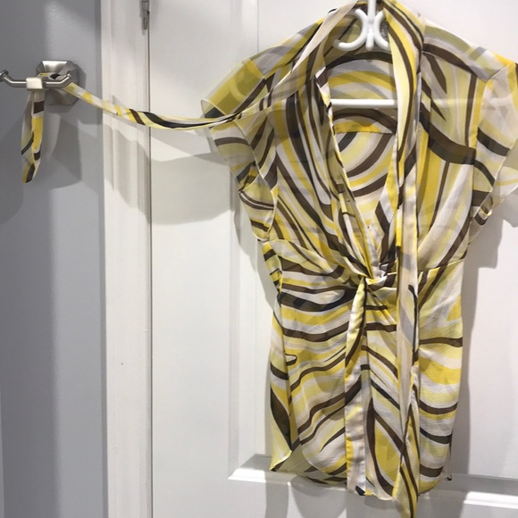 Cache - Yellow/Brown/White Blouse - Picture 2 of 8